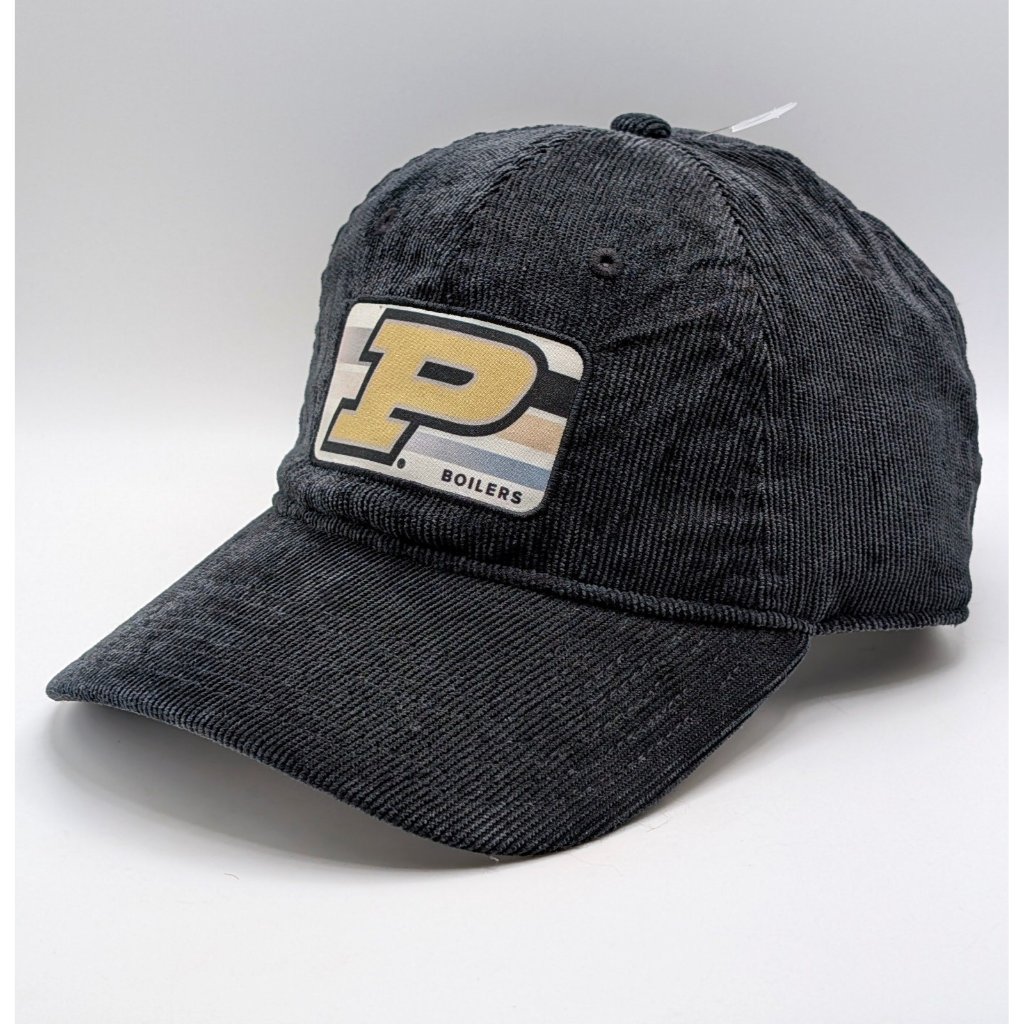 New The Game Purdue Boilermakers Retro Black Corduroy Strap Back Hat Cap Vtg Nwt